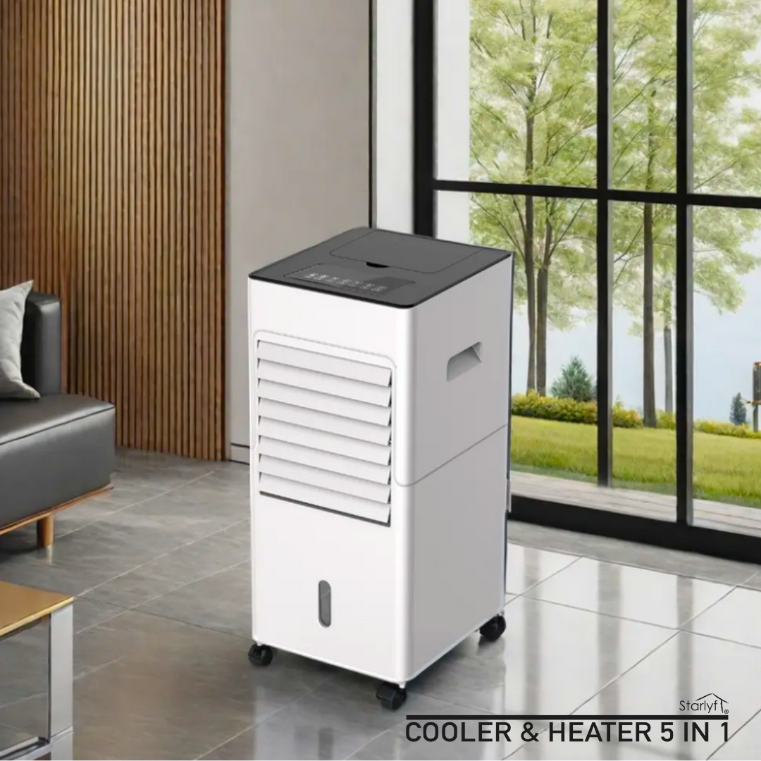 Enfriador de ambiente, calentador, ventilador, humidificador y purificador de aire.